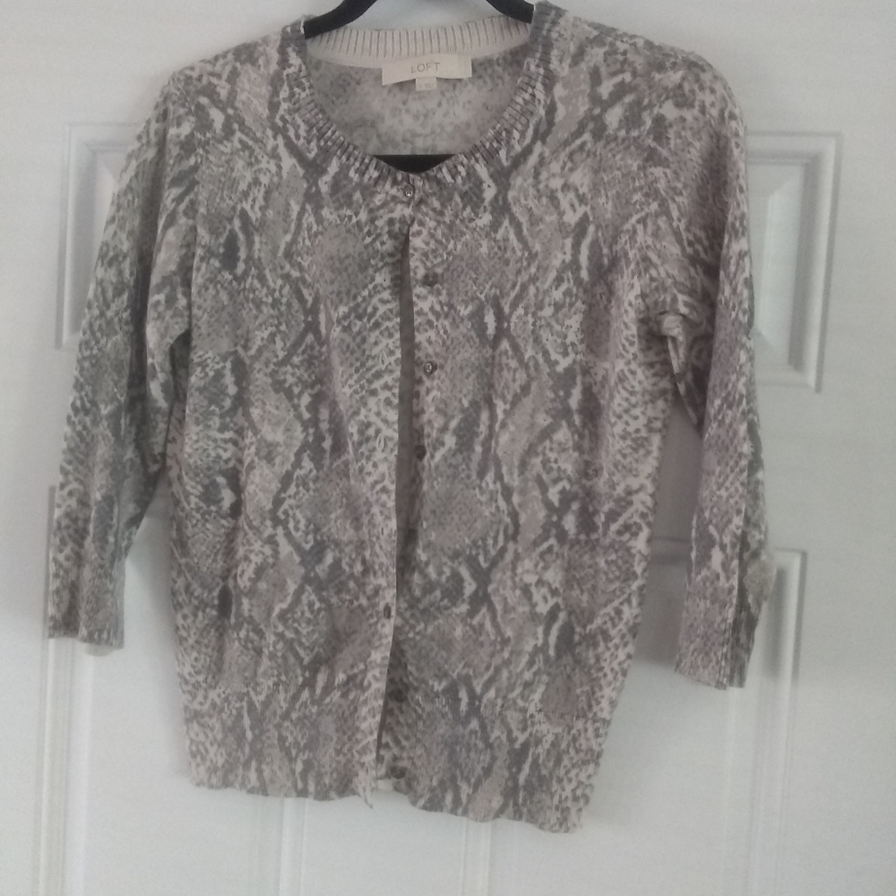 Loft Cardigan Snakeskin Print Cardigan Sz Small